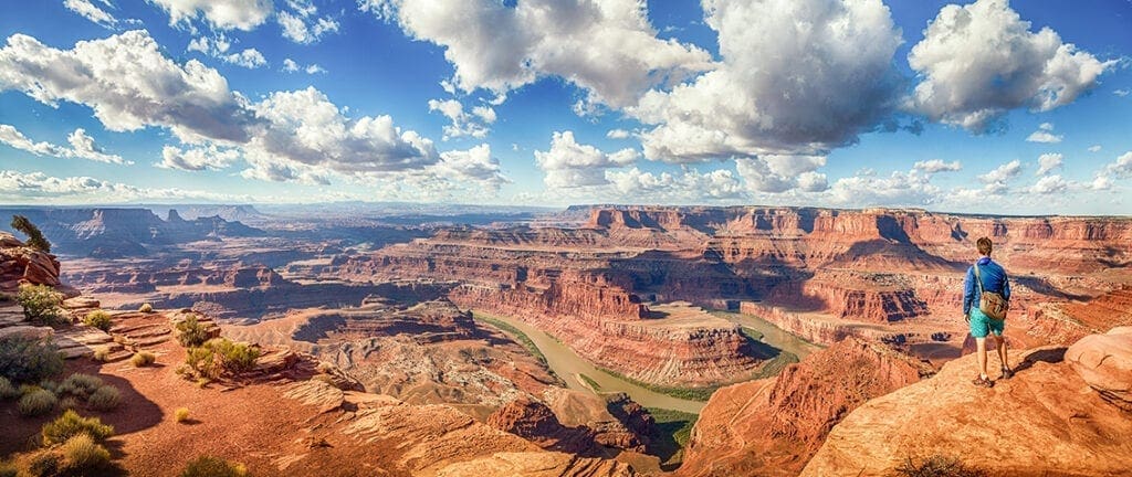 Hiker in Dead Horse Point State Park, Utah, USA