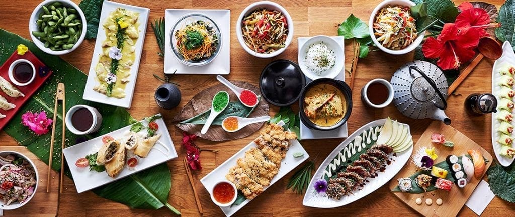 Amazing selection of foods from a Japanese cuisine