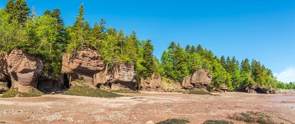 Panoramic view at the rock formations of Bay of Fundy