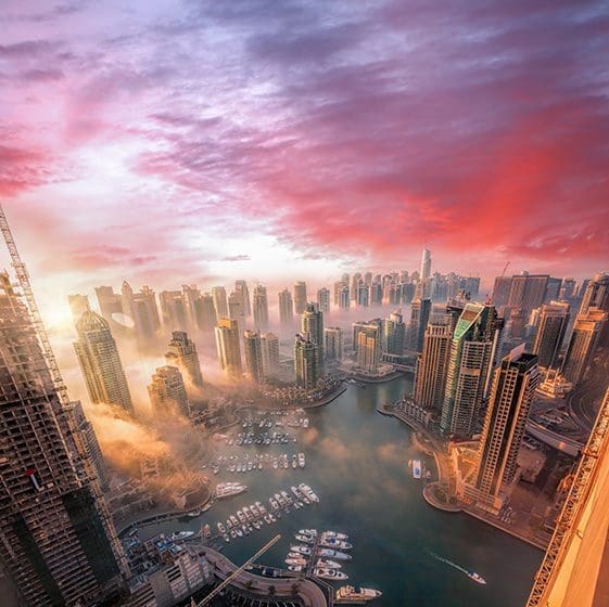 Dubai Marina at sunset