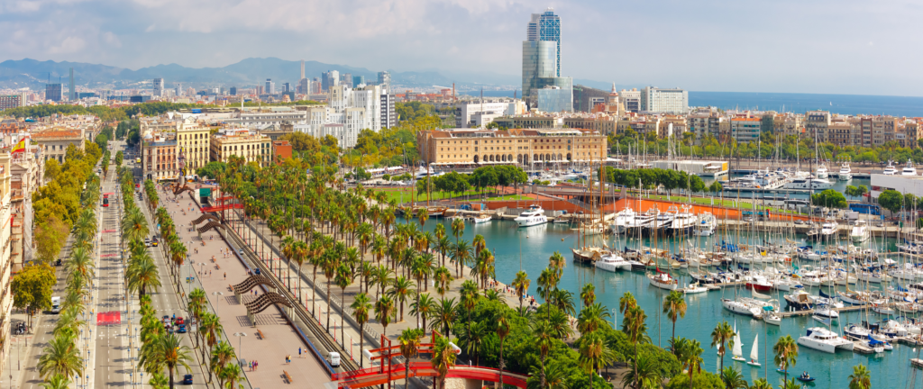 Port Vell marina from Christopher Columbus monument