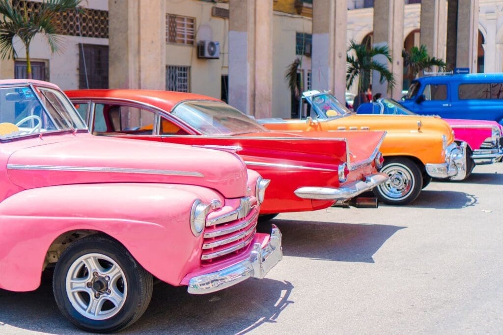 Colorful american classic car on the street in Havana.