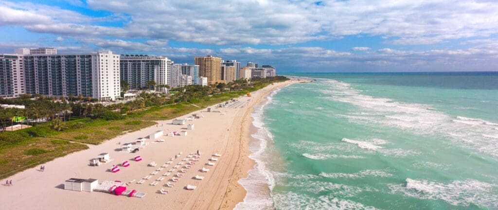 Aerial View of South Beach in Miami.