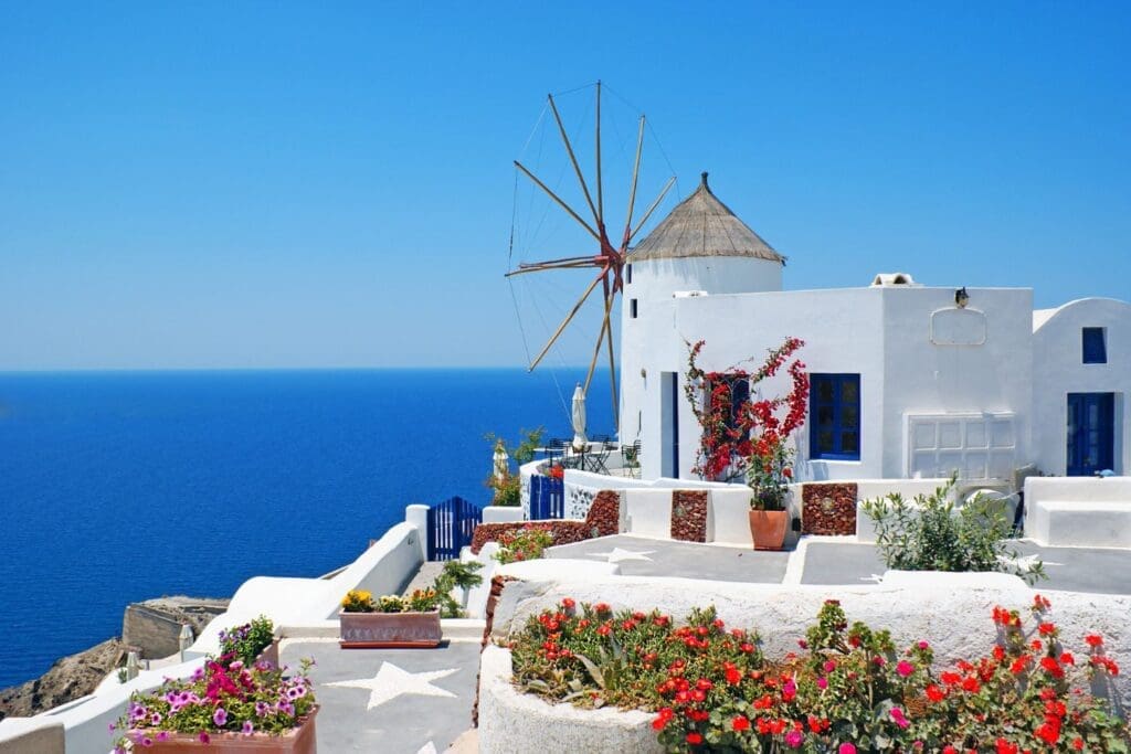 Traditional architecture of Oia village at Santorini island Greek