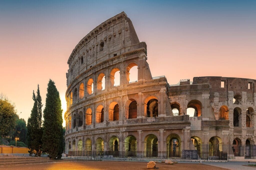 Colosseum at sunrise in Rome, Italy
