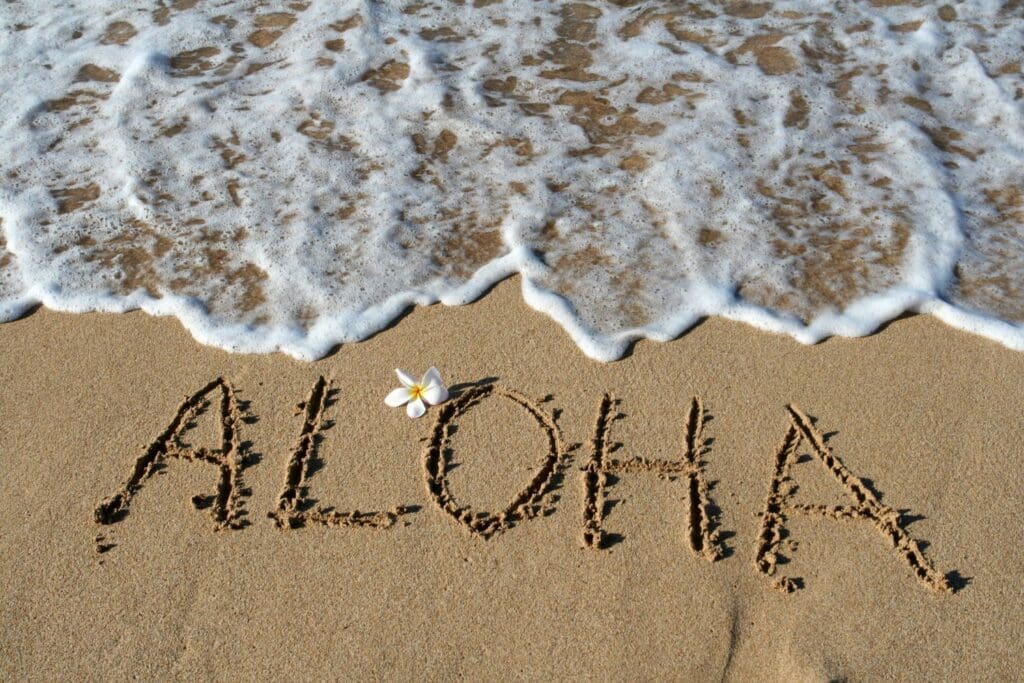 Aloha in Sand Hawaiian