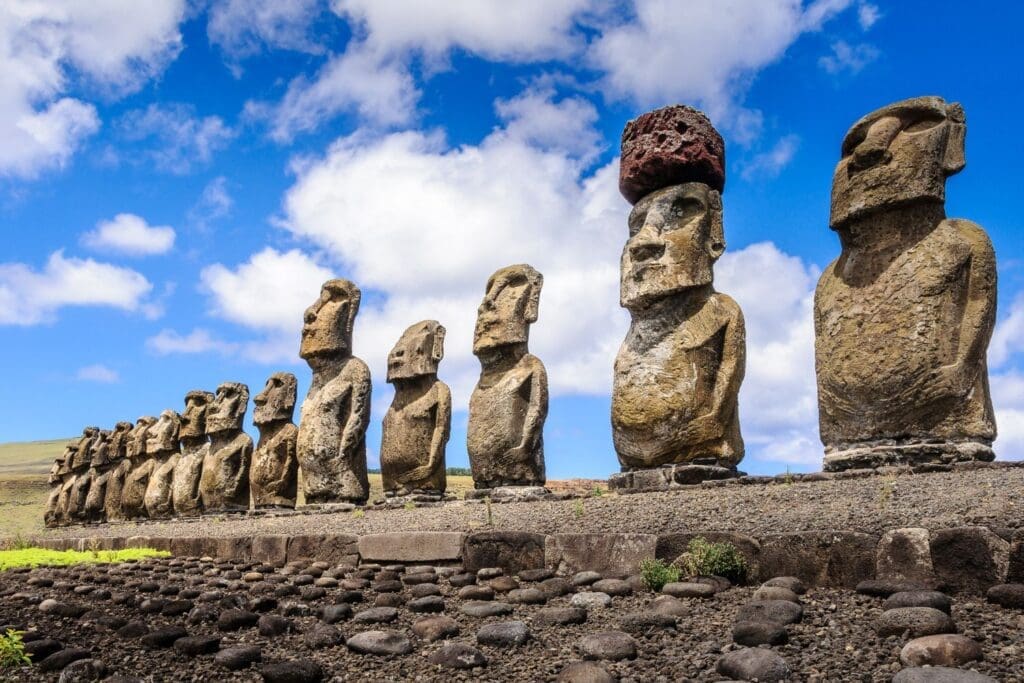 Moais of Ahu Tongariki, Easter island, Chile
