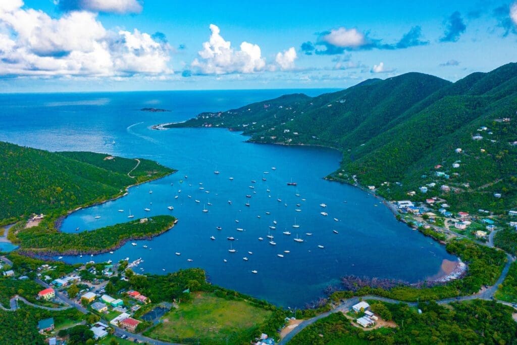 Aerial view of Coral Bay Harbor on St John