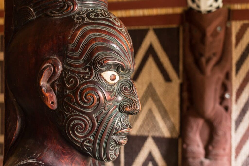 Detail of Maori carving NZ History of New Zealand