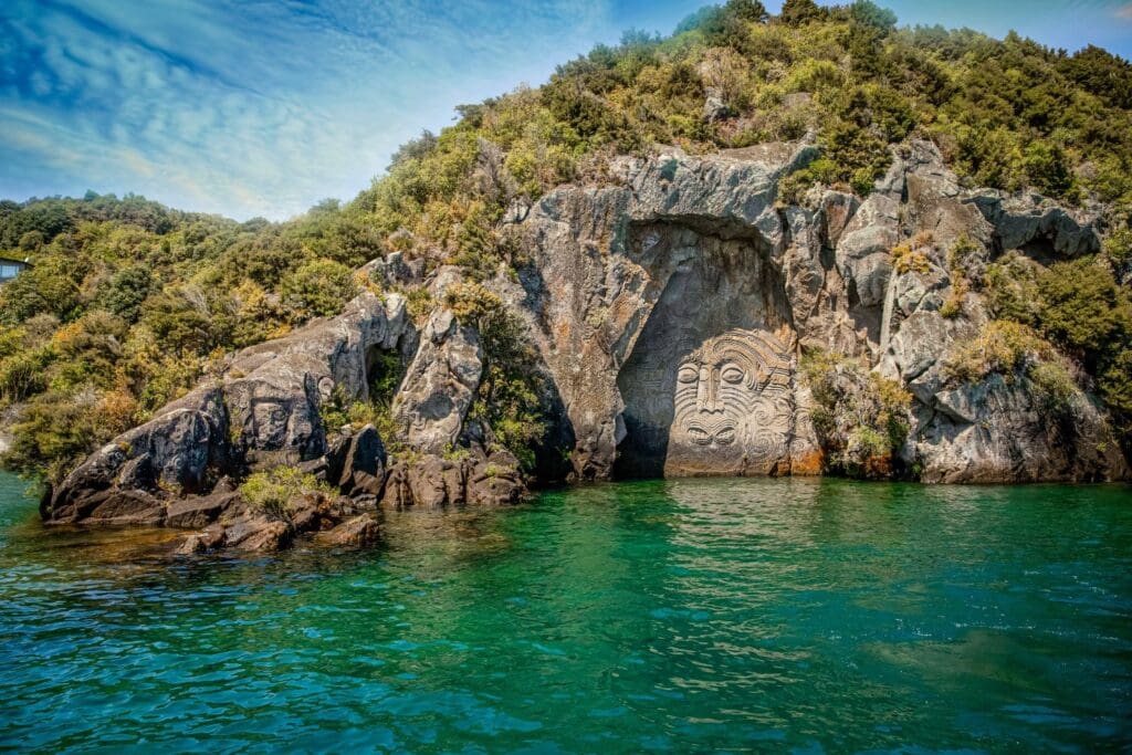 Traditional rock carving at Lake Taupo